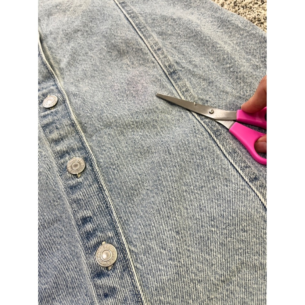 Levi's Two Horse Brand Denim Dress Womens L Button Front Western Mini Blue - Picture 8 of 12